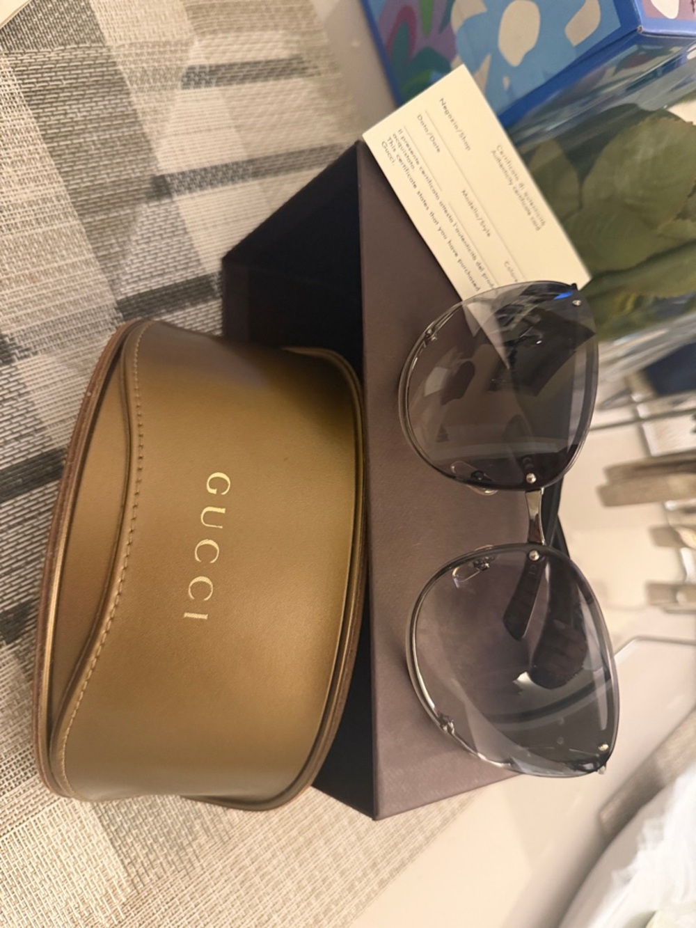 Gucci rimless shield Black Frame Gray Gradient Lens Sunglasses - Picture 2 of 16